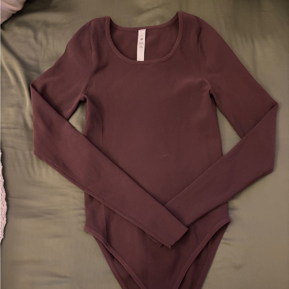 Lululemon Ribbed Long Sleeve Brown Bodysuit